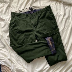 Jcrew hunter green stretch broken-in chinos